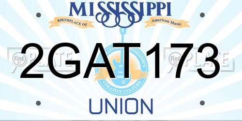 2GAT173 Mississippi License Plate