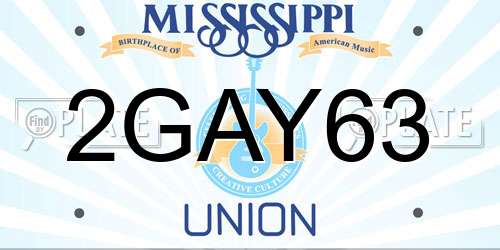 2GAY63 Mississippi License Plate