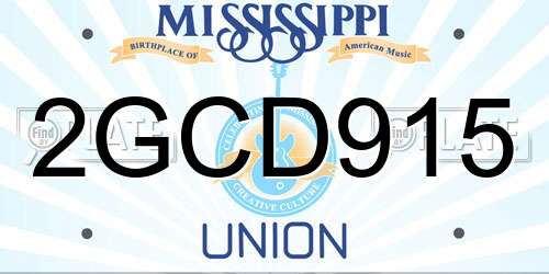 2GCD915 Mississippi License Plate