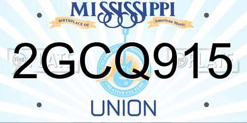 2GCQ915 Mississippi License Plate