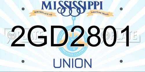 2GD2801 Mississippi License Plate