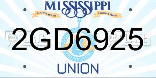 2GD6925 Mississippi License Plate