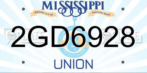 2GD6928 Mississippi License Plate