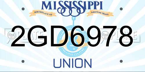2GD6978 Mississippi License Plate