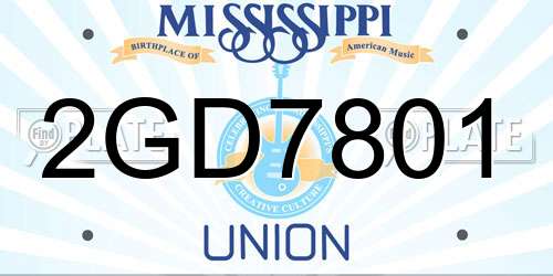 2GD7801 Mississippi License Plate