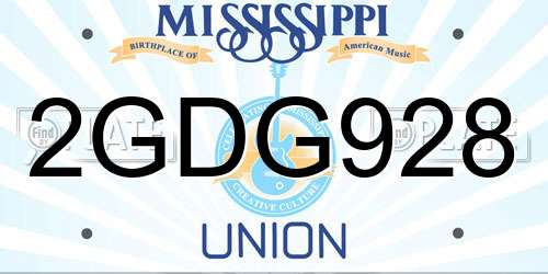 2GDG928 Mississippi License Plate