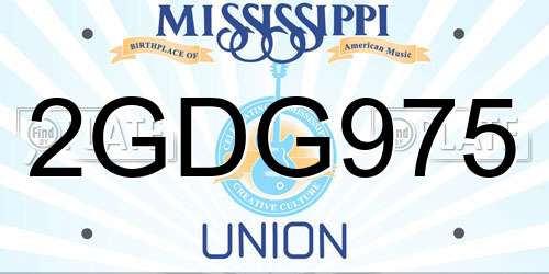 2GDG975 Mississippi License Plate