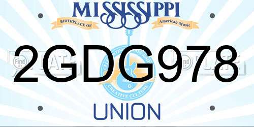 2GDG978 Mississippi License Plate