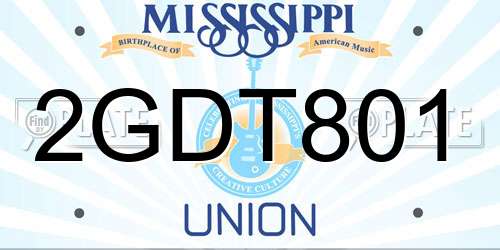 2GDT801 Mississippi License Plate