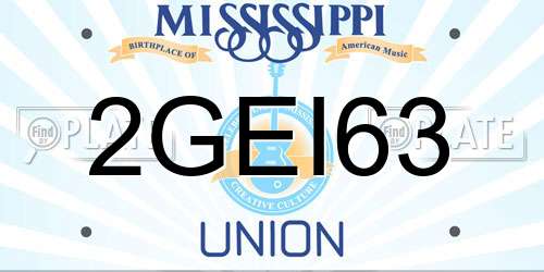 2GEI63 Mississippi License Plate