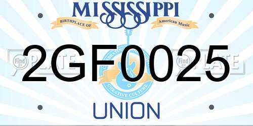 2GF0025 Mississippi License Plate