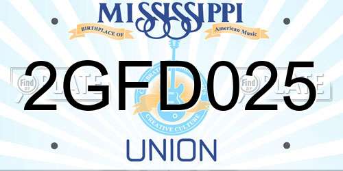2GFD025 Mississippi License Plate