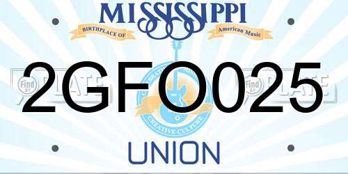 2GFO025 Mississippi License Plate