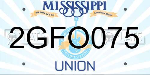 2GFO075 Mississippi License Plate