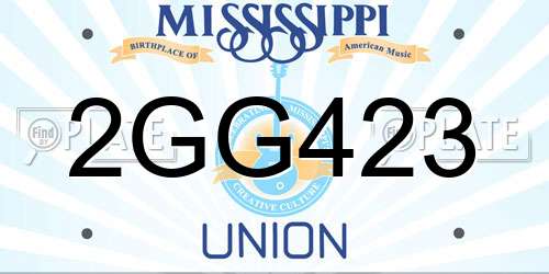 2GG423 Mississippi License Plate