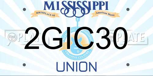 2GIC30 Mississippi License Plate