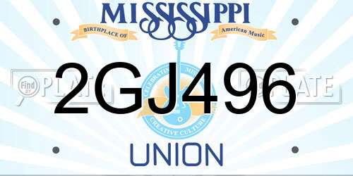 2GJ496 Mississippi License Plate