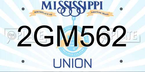 2GM562 Mississippi License Plate