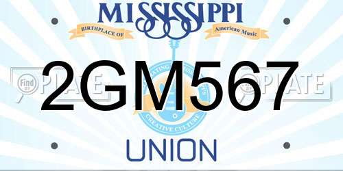 2GM567 Mississippi License Plate