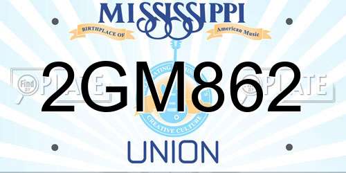 2GM862 Mississippi License Plate
