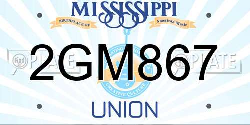 2GM867 Mississippi License Plate