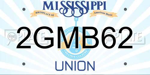 2GMB62 Mississippi License Plate