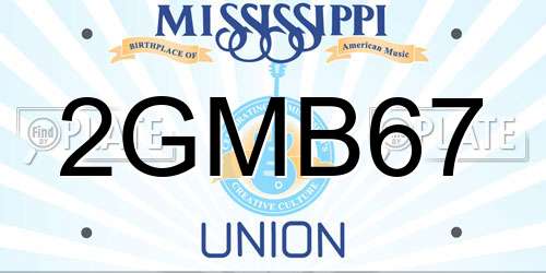 2GMB67 Mississippi License Plate