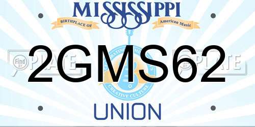 2GMS62 Mississippi License Plate