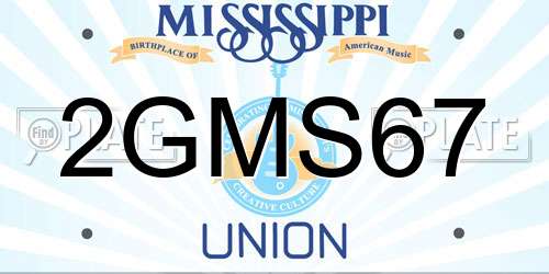 2GMS67 Mississippi License Plate