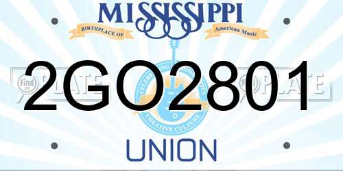 2GO2801 Mississippi License Plate