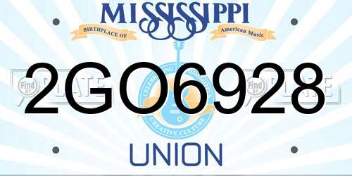 2GO6928 Mississippi License Plate
