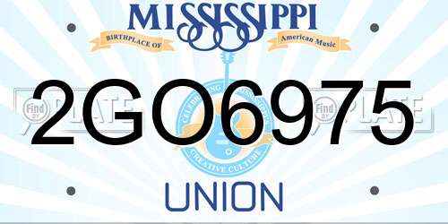 2GO6975 Mississippi License Plate