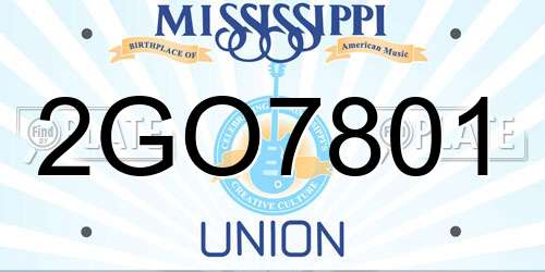 2GO7801 Mississippi License Plate