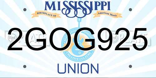 2GOG925 Mississippi License Plate