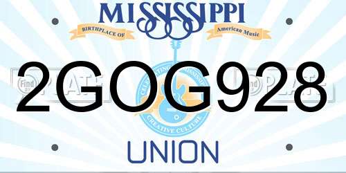 2GOG928 Mississippi License Plate