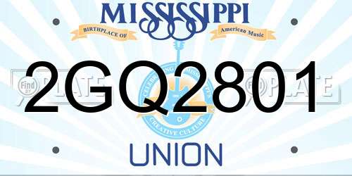 2GQ2801 Mississippi License Plate