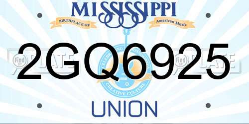 2GQ6925 Mississippi License Plate