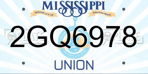 2GQ6978 Mississippi License Plate