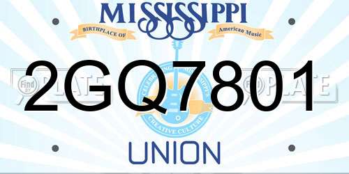 2GQ7801 Mississippi License Plate