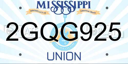 2GQG925 Mississippi License Plate