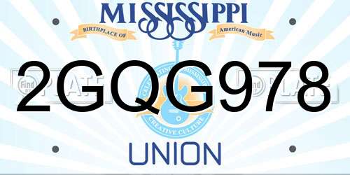 2GQG978 Mississippi License Plate