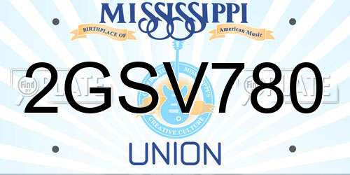 2GSV780 Mississippi License Plate