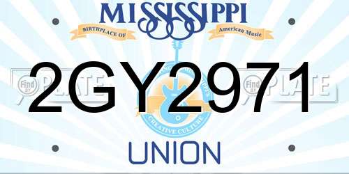 2GY2971 Mississippi License Plate