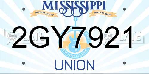 2GY7921 Mississippi License Plate