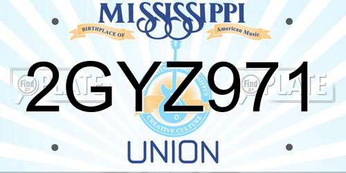 2GYZ971 Mississippi License Plate