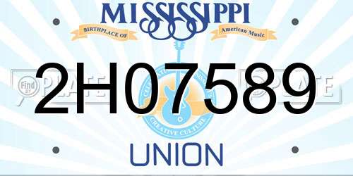 2H07589 Mississippi License Plate