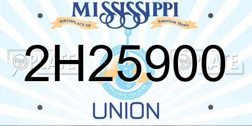 2H25900 Mississippi License Plate