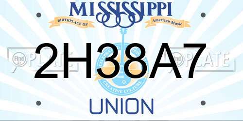 2H38A7 Mississippi License Plate