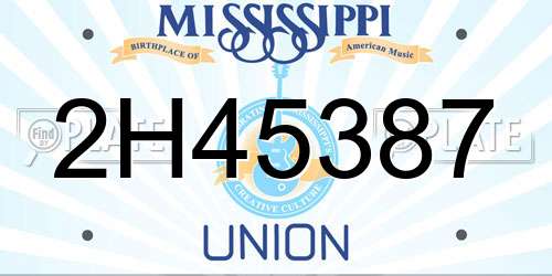 2H45387 Mississippi License Plate