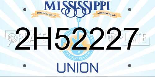 2H52227 Mississippi License Plate